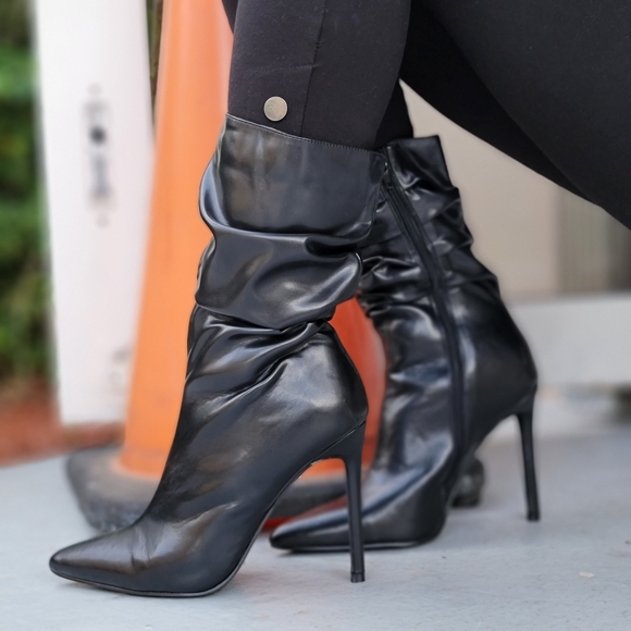 Shoes - Slouch Ankle Boots Pointy Toe Stiletto High Heel Booties